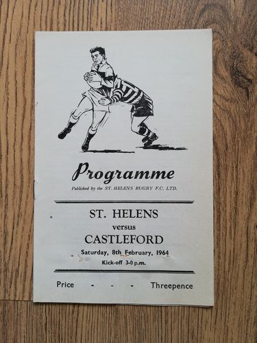 St Helens v Castleford Feb 1964 Challenge Cup Rugby League Programme