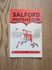Salford v Hunslet Nov 1962 Rugby League Programme