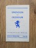 Swinton v Oldham Mar 1961 Rugby League Programme