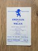 Swinton v Wigan Aug 1963 Rugby League Programme