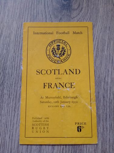 Scotland v France 1952 Rugby Programme
