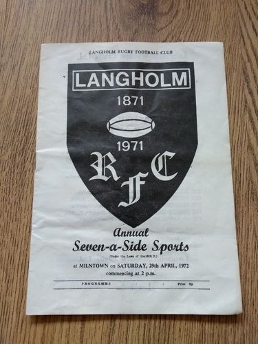 Langholm Sevens Apr 1972 Rugby Programme