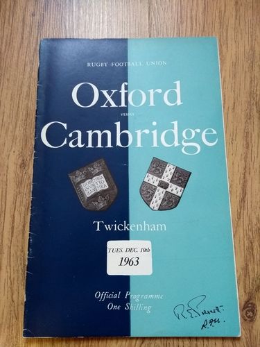 Oxford University v Cambridge University 1963 Rugby Programme