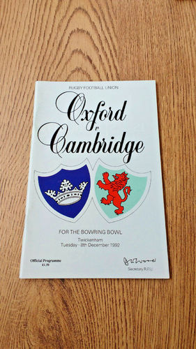 Oxford University v Cambridge University 1992 Rugby Programme