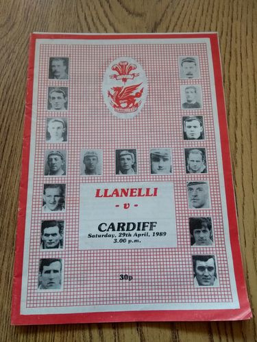 Llanelli v Cardiff Apr 1989 Rugby Programme