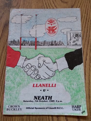 Llanelli v Neath Oct 1989 Rugby Programme