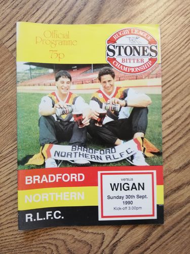 Bradford Northern v Wigan Sept 1990 Rugby League Programme