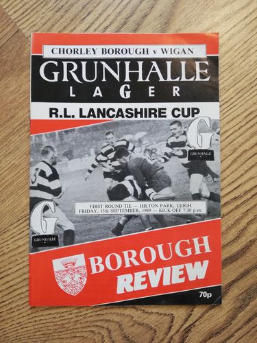 Chorley Borough v Wigan Sept 1989 Lancashire Cup Rugby League Programme