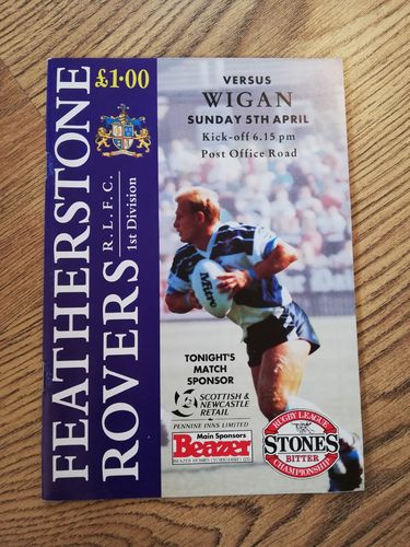 Featherstone v Wigan Apr 1992 Rugby League Programme