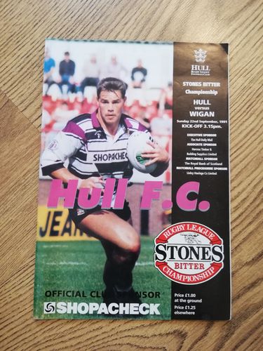 Hull v Wigan Sept 1991 Rugby League Programme