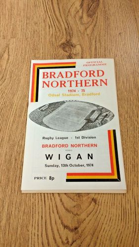 Bradford Northern v Wigan Oct 1974 Rugby League Programme