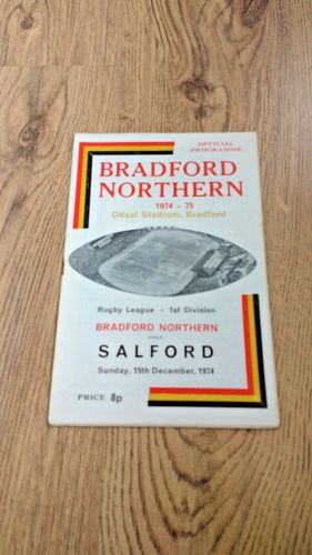 Bradford Northern v Salford Dec 1974 Rugby League Programme