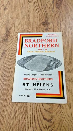 Bradford Northern v St Helens Mar 1975 Rugby League Programme