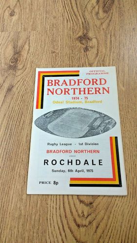 Bradford Northern v Rochdale Apr 1975 Rugby League Programme