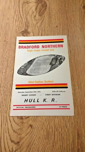 Bradford Northern v Hull KR Sept 1977 Rugby League Programme