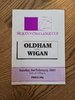 Oldham v Wigan Feb 1987 Challenge Cup Rugby League Programme