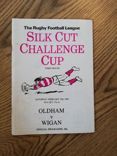 Oldham v Wigan Feb 1989 Challenge Cup Rugby League Programme