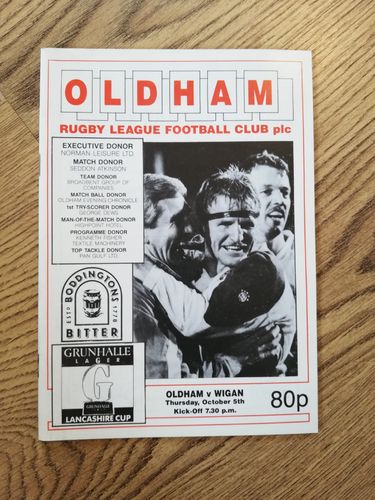 Oldham v Wigan Oct 1989 Lancashire Cup Semi-Final Rugby League Programme