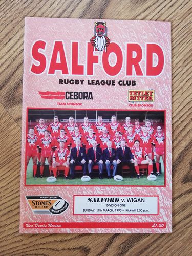 Salford v Wigan Mar 1995 Rugby League Programme