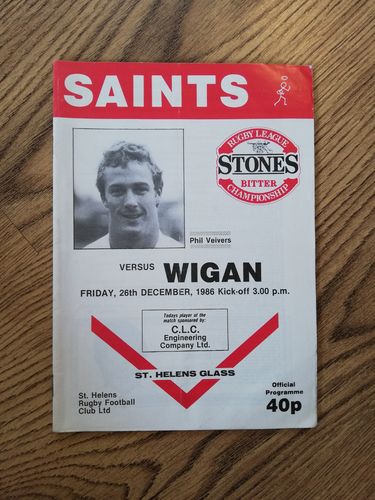 St Helens v Wigan Dec 1986 Rugby League Programme
