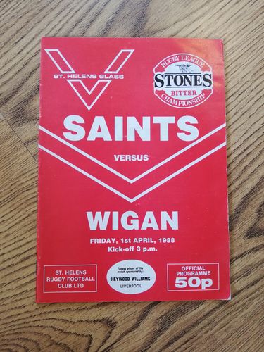 St Helens v Wigan Apr 1988 Rugby League Programme