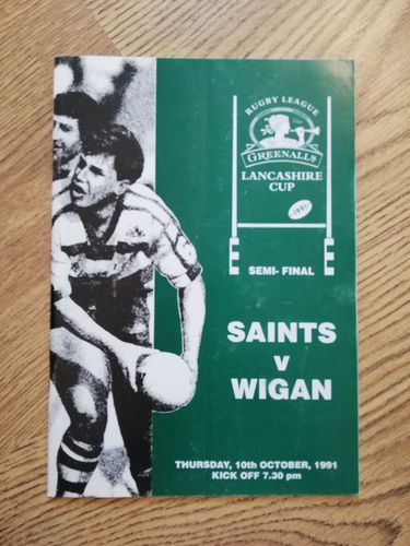 St Helens v Wigan Oct 1991 Lancashire Cup Semi-Final Rugby league Programme