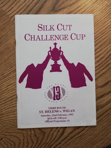 St Helens v Wigan Feb 1992 Challenge Cup Rugby League Programme