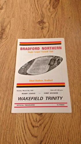 Bradford Northern v Wakefield Trinity Mar 1978 Rugby League Programme