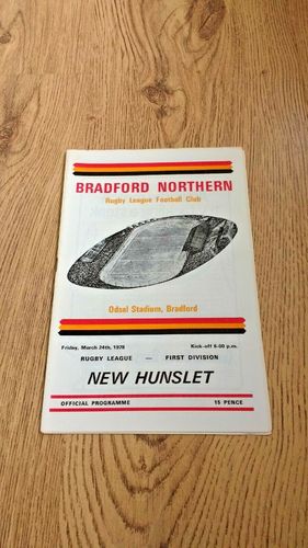 Bradford Northern v New Hunslet Mar 1978 Rugby League Programme