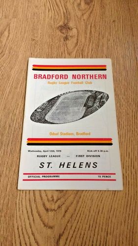 Bradford Northern v St Helens Apr 1978 Rugby League Programme