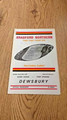 Bradford Northern v Dewsbury Apr 1978 Rugby League Programme