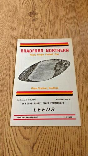 Bradford Northern v Leeds Apr 1978 Premiership Play-Off Rugby League Programme