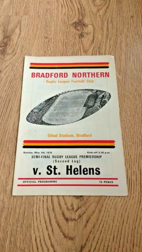 Bradford Northern v St Helens May 1978 Premiership Play-Off S-Final RL Programme