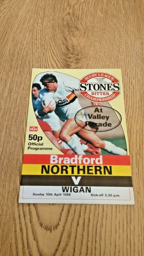 Bradford Northern v Wigan Apr 1988 Rugby League Programme