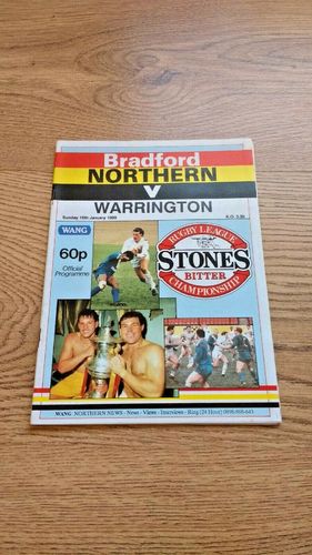 Bradford Northern v Warrington Jan 1989 Rugby League Programme