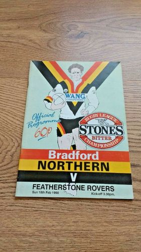 Bradford Northern v Featherstone Rovers Feb 1990 Rugby League Programme