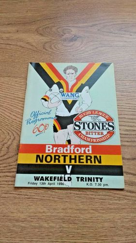 Bradford Northern v Wakefield Trinity Apr 1990 Rugby League Programme
