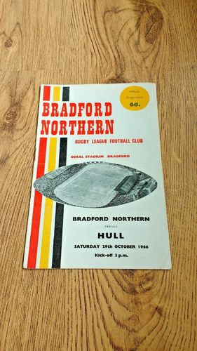Bradford Northern v Hull Oct 1966 Rugby League Programme