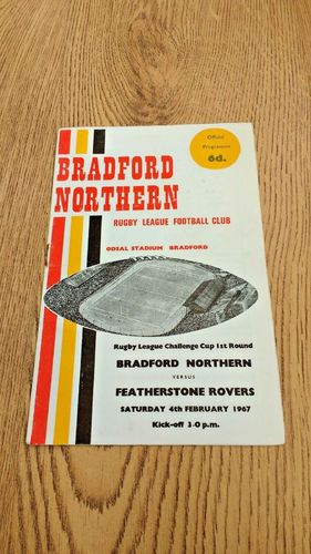 Bradford Northern v Featherstone Rovers Feb 1967 Challenge Cup RL Programme