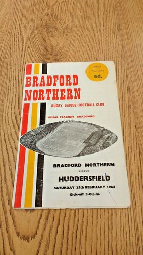 Bradford Northern v Huddersfield Feb 1967 Rugby League Programme