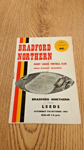 Bradford Northern v Leeds Oct 1967 Rugby League Programme