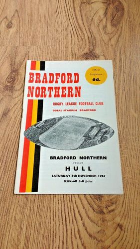 Bradford Northern v Hull Nov 1967 Rugby League Programme