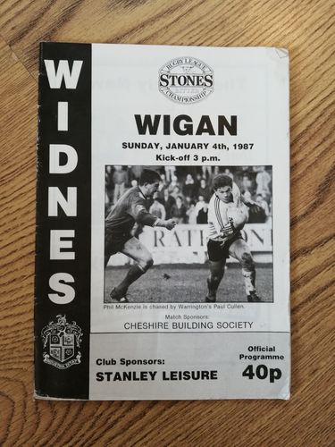 Widnes v Wigan Jan 1987 Rugby League Programme
