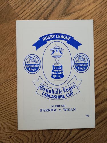 Barrow v Wigan Sept 1987 Lancashire Cup Rugby League Programme