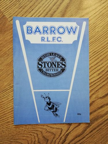 Barrow v Wigan Oct 1989 Rugby League Programme