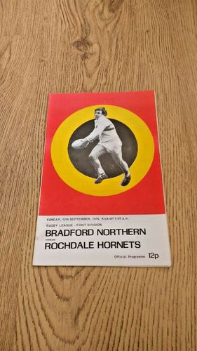 Bradford Northern v Rochdale Hornets Sept 1976 Rugby League Programme