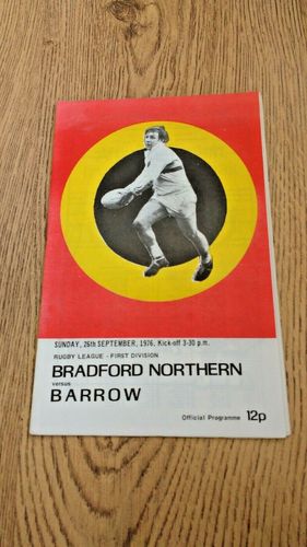 Bradford Northern v Barrow Sept 1976 Rugby League Programme