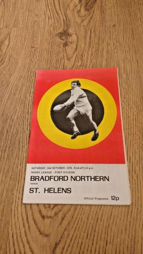 Bradford Northern v St Helens Oct 1976 Rugby League Programme