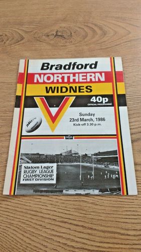 Bradford Northern v Widnes Mar 1986 Rugby League Programme