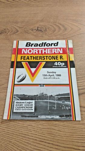 Bradford Northern v Featherstone Rovers Apr 1986 Rugby League Programme